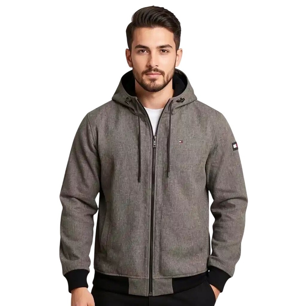 Tommy Hilfiger $195 Mens Water Wind Resistant Hooded Jacket Fleece Lined L NWT
